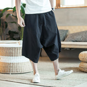 Low-Grade Saggy Pants with Large Feet | Casual Lightweight Capri Pants Trousers | Male Casual Calf-Length Pants | Solid Baggy Loose Pants  wegodark 3XL Black 