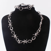 Barbed Thorns Neck Chain | Bursting Chain Necklace | Hip Hop Thorn Choker | Metal Bramble Thorns Necklaces | Silver Color Barbed Wire Chain  wegodark   