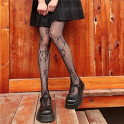 Black and White Fishnet Stockings | Cat Top Thigh Punk Stockings | Pantyhose Set for Women | Spring Black Hollow | Body Stockings Fish Net  wegodark Black  