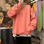 Korean Loose Oversized Style Sweatshirt, Contrast Top  wegodark 3XL RoseRed 