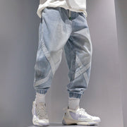 Hip-Hop Loose Go-Around Leg Bunched Nine-Cent Jeans | Baggy Wide Leg Hip Hop Straight Denim Pants |  Sweatpants Casual Novelty Jeans  wegodark   