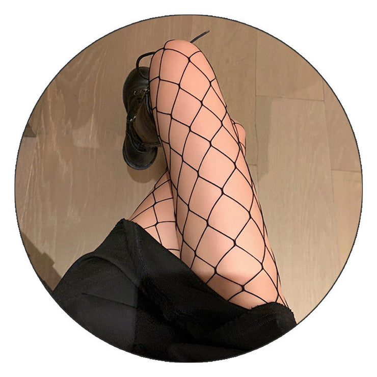 Black and White Fishnet Stockings | Cat Top Thigh Punk Stockings | Pantyhose Set for Women | Spring Black Hollow | Body Stockings Fish Net  wegodark Largegridblack  