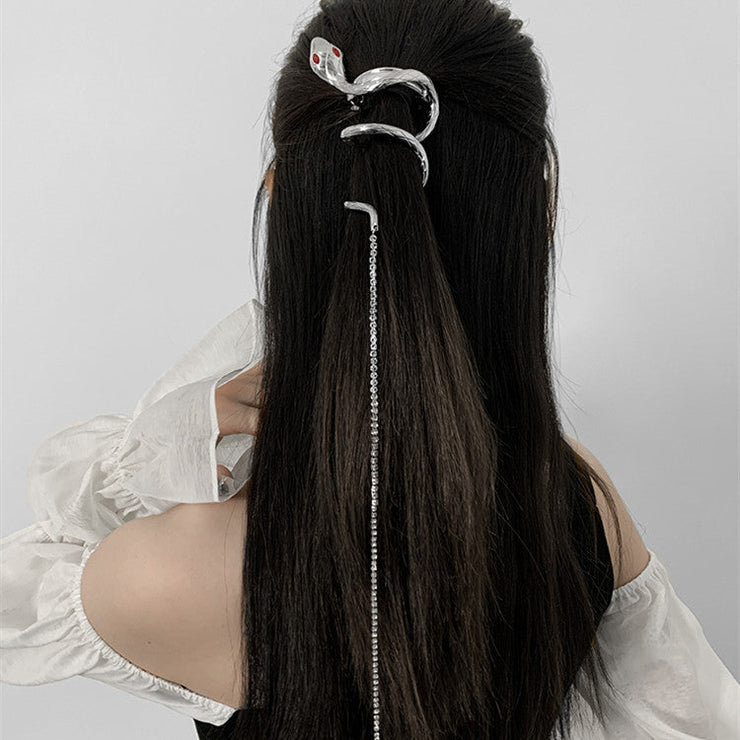 Snake Hair Pin | Gothic Pinterest Minimalisic Sleek Jewelry | Japanese Hair Pin | Oriental Design Accessories 0 WeCrafty   
