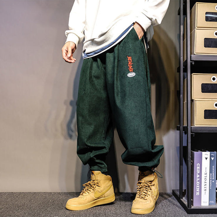 Winter Warm Baggy Casual Joggers Sweatpants, Thick Korean Streetwear Hip Hop Harajuku GreenTrousers Male 0 WeCrafty Green M 