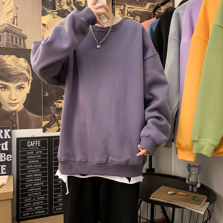Korean Loose Oversized Style Sweatshirt, Contrast Top  wegodark XL DarkGrey 