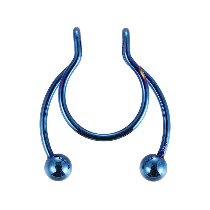 Piercing Stainless Steel Magnetic Nose Ring - Hoop Nasal Septum Ring  wegodark BlueC  
