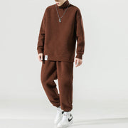 Street fashion Sports Suit, Sportswear Casual Solid Color Long Sleeve Hooded Autumn Warm Hooded Sweater Two Piece Set  wegodark   