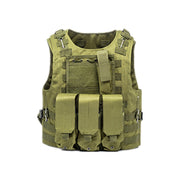 Amphibious Tactical Vest Vest MOLLE Camouflage Multifunction Lightweight Combat Vest CS Chicken Eating Tactical Equipment 1 1 Green Average Size 