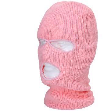 3 Hole Ski Mask, Knitted Full Face Neck Gaiter Beanie Balaclava, Outdoor Sport Warm Full Face Cover  wegodark Lightpink  