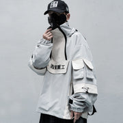 Hip Hop Multi-Pocket Jacket | Cargo Multi-Pocket Hooded Jacket Coats | Hip Hop Stand Collar Windbreaker Streetwear | Cardigan Casual Jacket  wegodark   