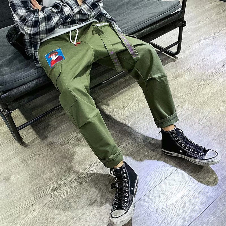 Spring Summer Men's Loose Straight Pants | Middle Waist Loose Slimming Youth Sports Pants | Outdoor Trousers with Pockets | Men Summer Pant  wegodark 3XL Green 