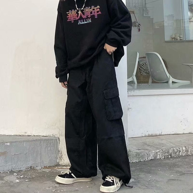 Korean Style Streetwear Pants, Buggy Fit Raver Pants - Cool
