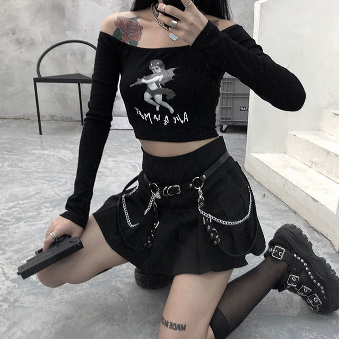 Punk Leather Waist Chain Belt Thigh Harness Leg Garter, Love Waist Chain Metal Leg Ring Chain Belt  wegodark   