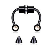 Piercing Stainless Steel Magnetic Nose Ring - Hoop Nasal Septum Ring  wegodark BlackA  