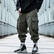Men Cargo Pants Solid Color Multi Pockets Ankle Banded Biker Spring Harem Pant - Loose Hip-Hop Casual Trousers  wegodark   