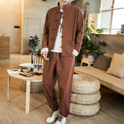 Men's Fashion Personality Loose Large Size Hanfu Suit  wegodark M Coffee 