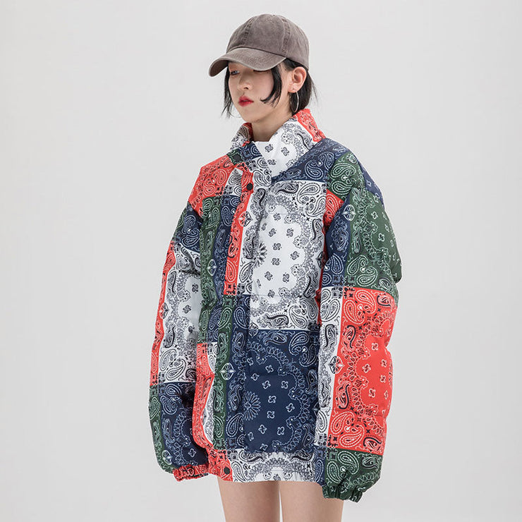 Bandana Patch Bubble Coat Jacket, Hip Hop Parka Japanese Streetwear Harajuku  wegodark   