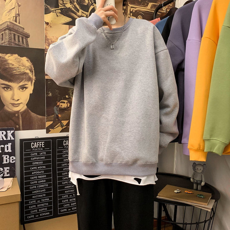Korean Loose Oversized Style Sweatshirt, Contrast Top  wegodark 4XL LightGrey 