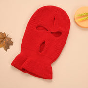3 Hole Ski Mask, Knitted Full Face Neck Gaiter Beanie Balaclava, Outdoor Sport Warm Full Face Cover  wegodark Red  