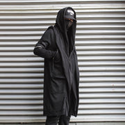 Men Black Techwear Cloak with Hood, Fantasy Cape Dark Themed Poncho Opiumcore  wegodark   