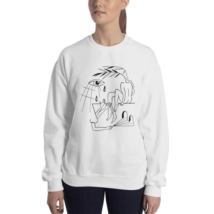 Abstract Unisex Sweatshirt by Tattoo Artist Sophie Lee  Love Your Mom  White S 