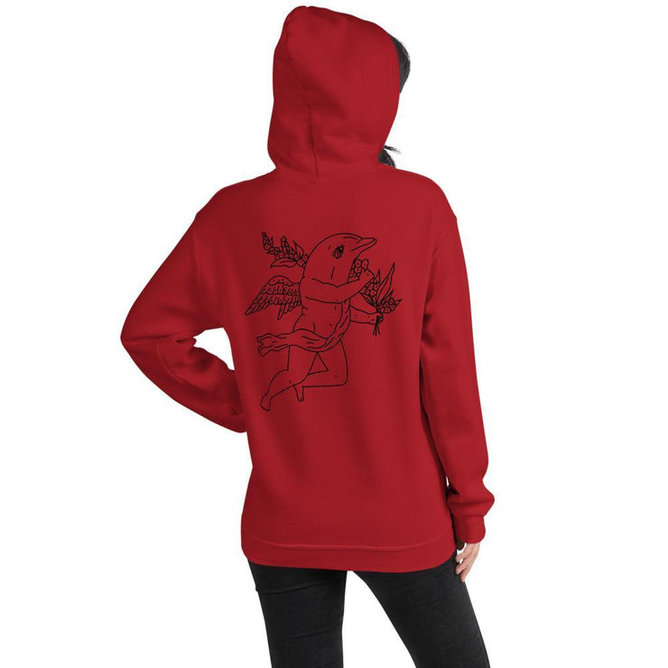 Dolphin God Unisex Hoodie by Tattoo Artist Infrababy  Love Your Mom  Red S 
