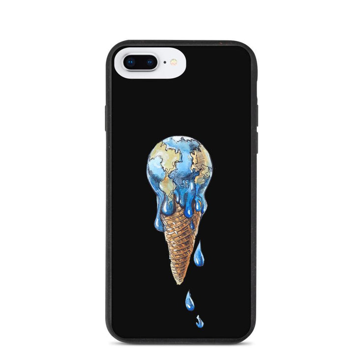 Global Warming Black Biodegradable phone case,Compostable phone case - world ice cream iPhone case  Love Your Mom  iPhone 7 Plus/8 Plus  