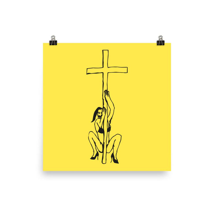 God is a stripper poster by tattoo artist Auto Christ  Love Your Mom  12×12  