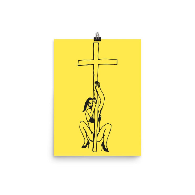 God is a stripper poster by tattoo artist Auto Christ  Love Your Mom  12×16  