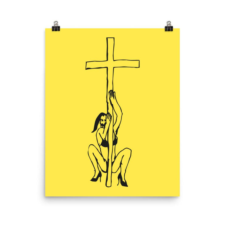 God is a stripper poster by tattoo artist Auto Christ  Love Your Mom  16×20  
