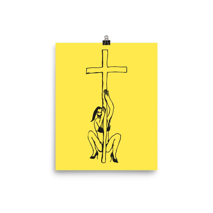 God is a stripper poster by tattoo artist Auto Christ  Love Your Mom  8×10  