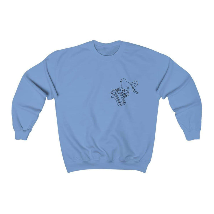 Gun bird Sweatshirt by Tattoo artist Tamar Bar Sweatshirt Printify Carolina Blue S 