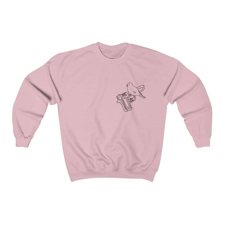 Gun bird Sweatshirt by Tattoo artist Tamar Bar Sweatshirt Printify Light Pink S 
