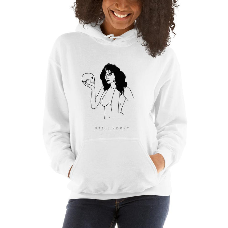Horney Unisex Hoodie by Tattoo Artists Tamar Bar  Love Your Mom  White S 