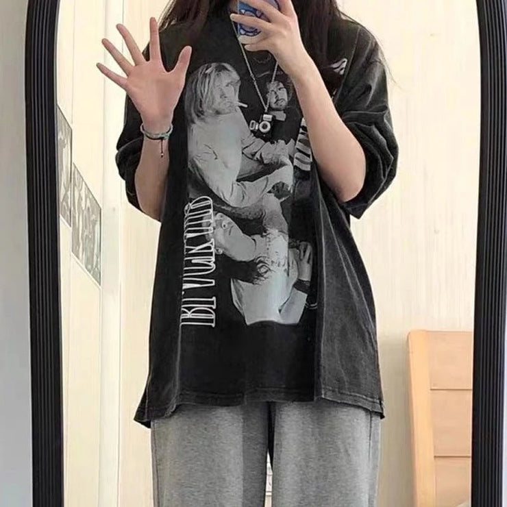Kurt Cobain Nirvana Shirt, Unisex Long-sleeved Black Oversized Shirt iphone case Love Your Mom   