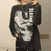 Kurt Cobain Nirvana Shirt, Unisex Long-sleeved Black Oversized Shirt iphone case Love Your Mom Black S 