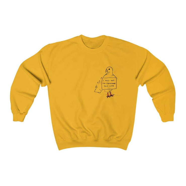 Shit Bird Sweatshirt by Tattoo artist Tamar Bar Sweatshirt Printify Gold S 