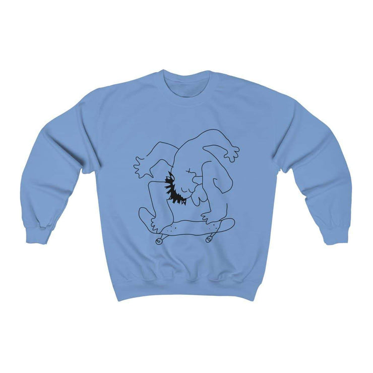 Skater Sweatshirt by Tattoo artist Auto Christ Sweatshirt Printify Carolina Blue S 