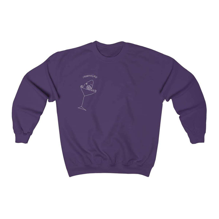 UNISEX CHAMPAGNE SWEATSHIRT BY TATTOO ARTIST AUTO CHRIST Sweatshirt Printify Purple S 