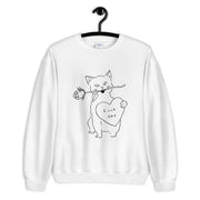 Unisex cat print Sweatshirt by tamar bar  Love Your Mom  White S 
