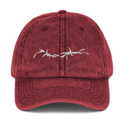 Vintage Washed Cap - Embroidered Barbed Eire Tattoo Art - Cotton Twill Cap  Love Your Mom  Maroon  