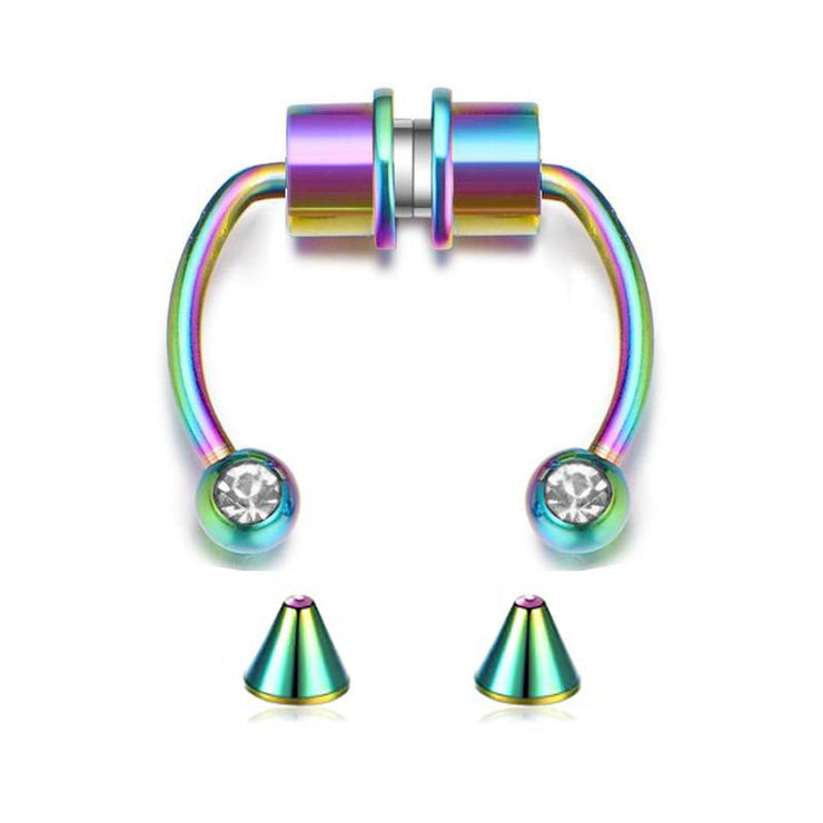 Piercing Stainless Steel Magnetic Nose Ring - Hoop Nasal Septum Ring  wegodark ColorfulA  