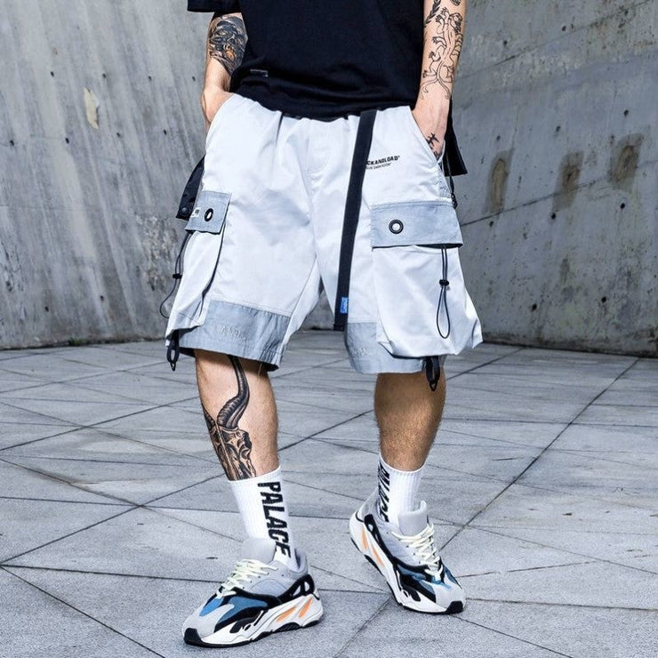 Multi-Pocket Cargo Shorts | Reflective Stripe Summer Shorts | Five-Point Pants | Fashion Streetwear Loose Jogger | Streetwear Cargo Shorts  wegodark   