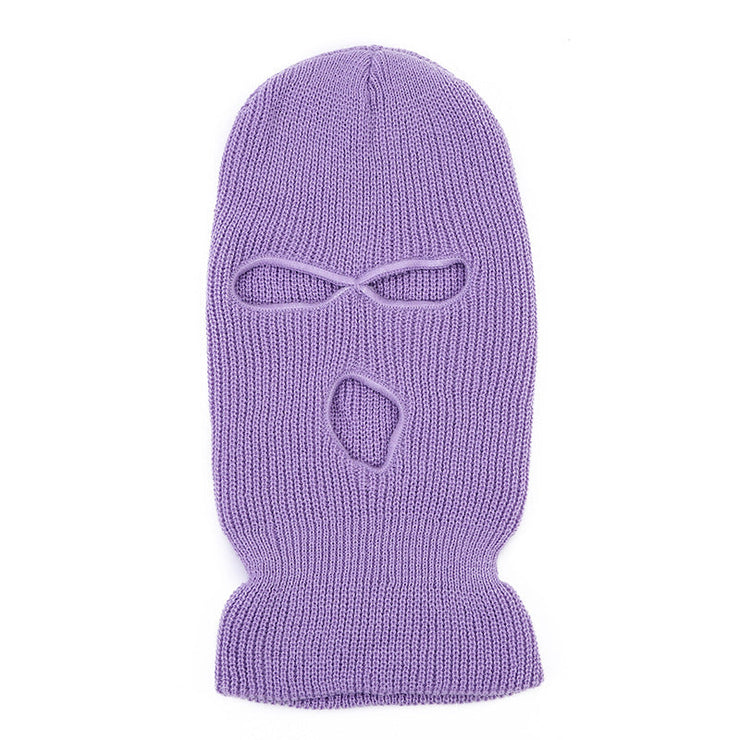 3 Hole Ski Mask, Knitted Full Face Neck Gaiter Beanie Balaclava, Outdoor Sport Warm Full Face Cover  wegodark Purple  