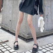Black and White Fishnet Stockings | Cat Top Thigh Punk Stockings | Pantyhose Set for Women | Spring Black Hollow | Body Stockings Fish Net  wegodark Largegridwhite  