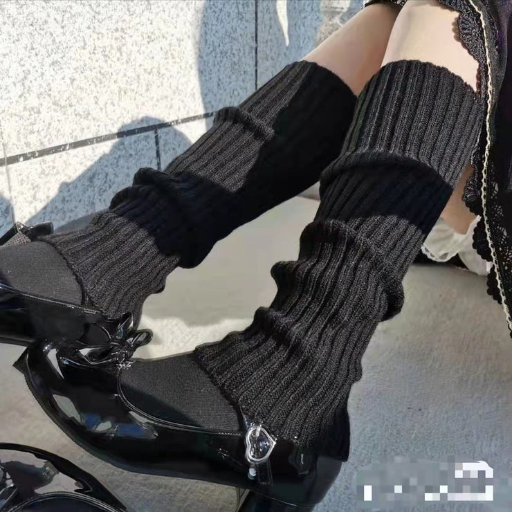 Knitted Warm Daytime Wool Leggings Knee High Socks | Warm Thigh-High Fuzzy Socks | Extra Long Black High Knee Socks | Crochet Socks  wegodark   