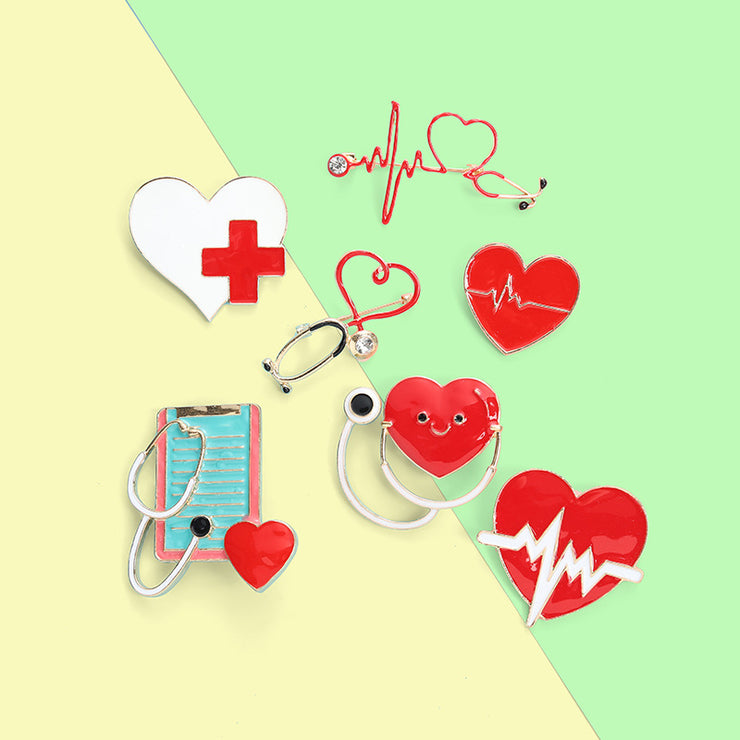 Heartbeat Stethoscope Medical Red Cross Hard Enamel Pins Lovely enamel pin lapel pin brooches Badge Pin for Backpack Phone Case 1   