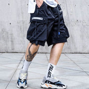 Multi-Pocket Cargo Shorts | Reflective Stripe Summer Shorts | Five-Point Pants | Fashion Streetwear Loose Jogger | Streetwear Cargo Shorts  wegodark   