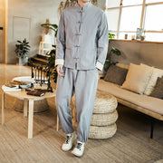 Men's Fashion Personality Loose Large Size Hanfu Suit  wegodark M Lightgrey 
