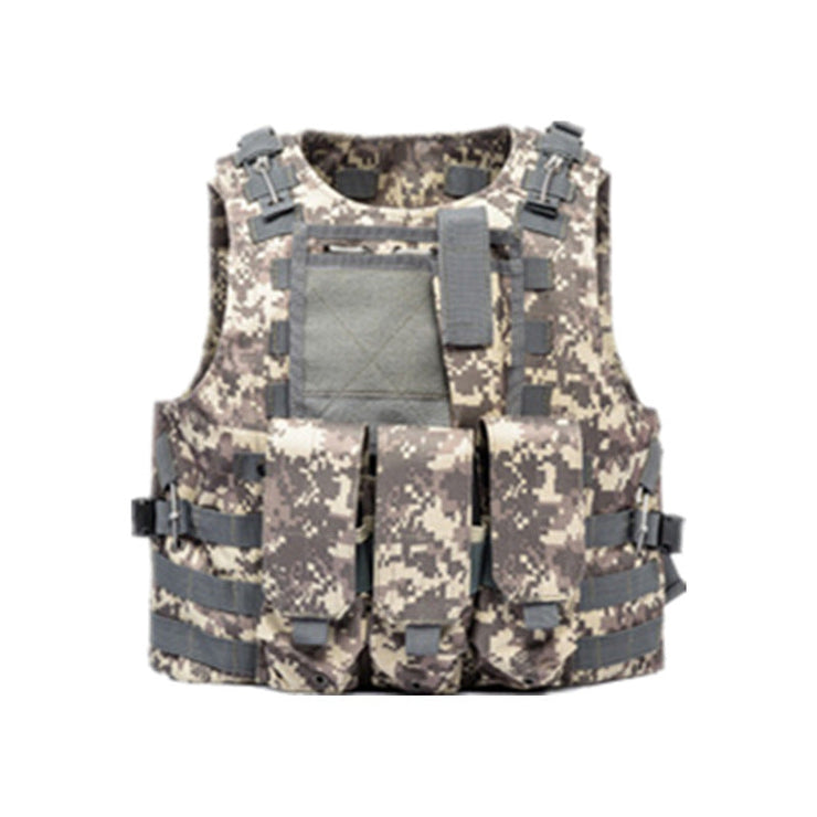 Amphibious Tactical Vest Vest MOLLE Camouflage Multifunction Lightweight Combat Vest CS Chicken Eating Tactical Equipment 1 1 AT Ruins Gray Camouflage Average Size 